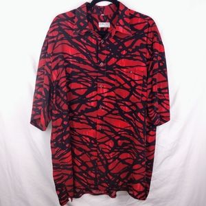 Vintage 90's Georg Roth Men's Streetwear button front Black & Red Size 45/36 XXL